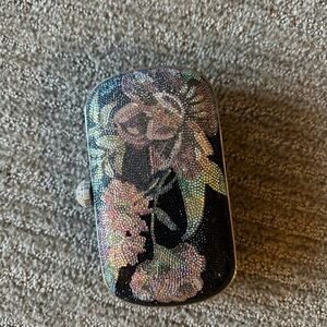 Judith Leiber Silver Metallic Coin Purse with Tassel Comb